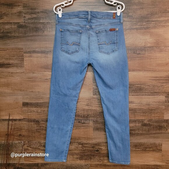 7 For All Mankind Jeans 28 Josefina Skinny Boyfriend Mid Rise Button Fly Stretch - Picture 2 of 13